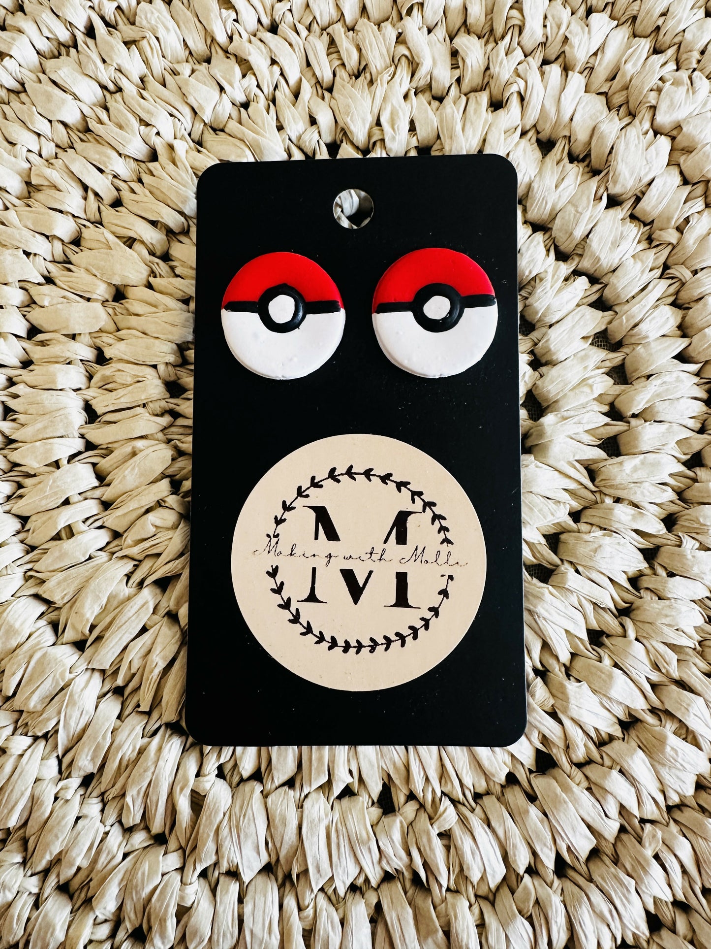 Poke Ball Polymer Clay Earrings