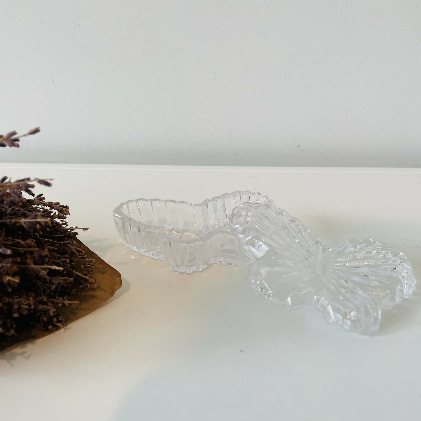 Vintage Crystal Butterfly Trinket Dish