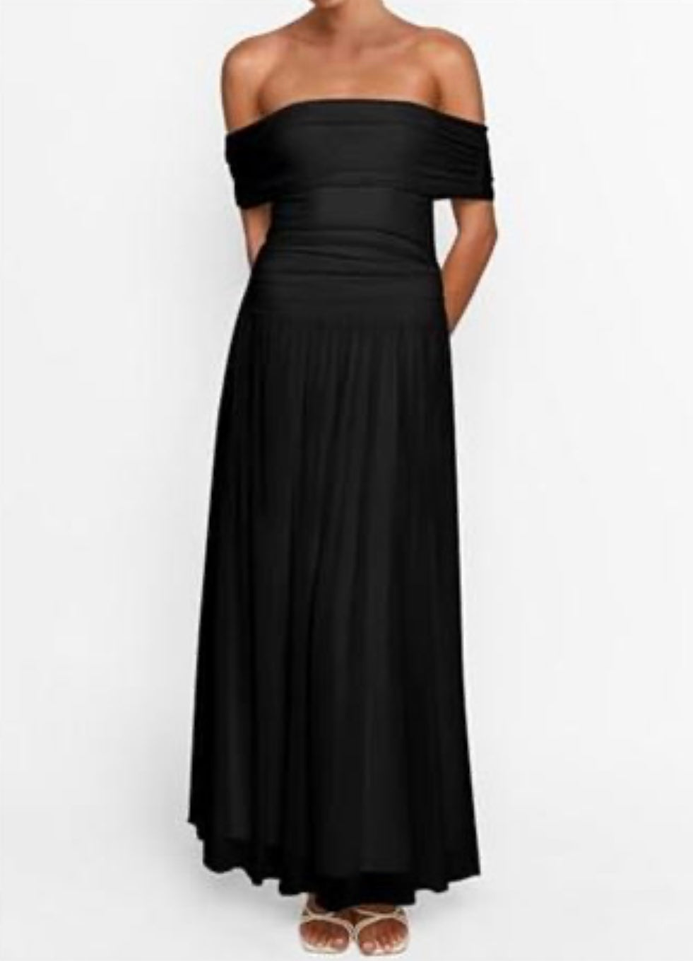 Off The Shoulder Mesh Maxi