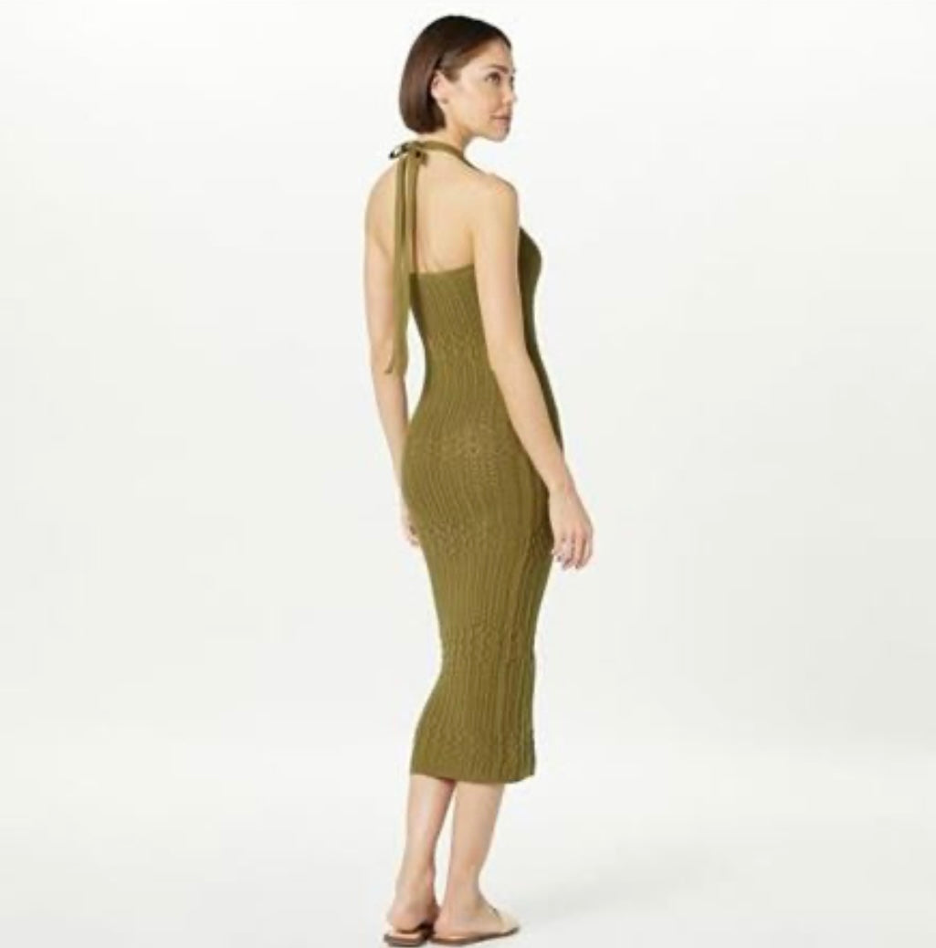 Sleeveless Crochet Midi Dress, Olive