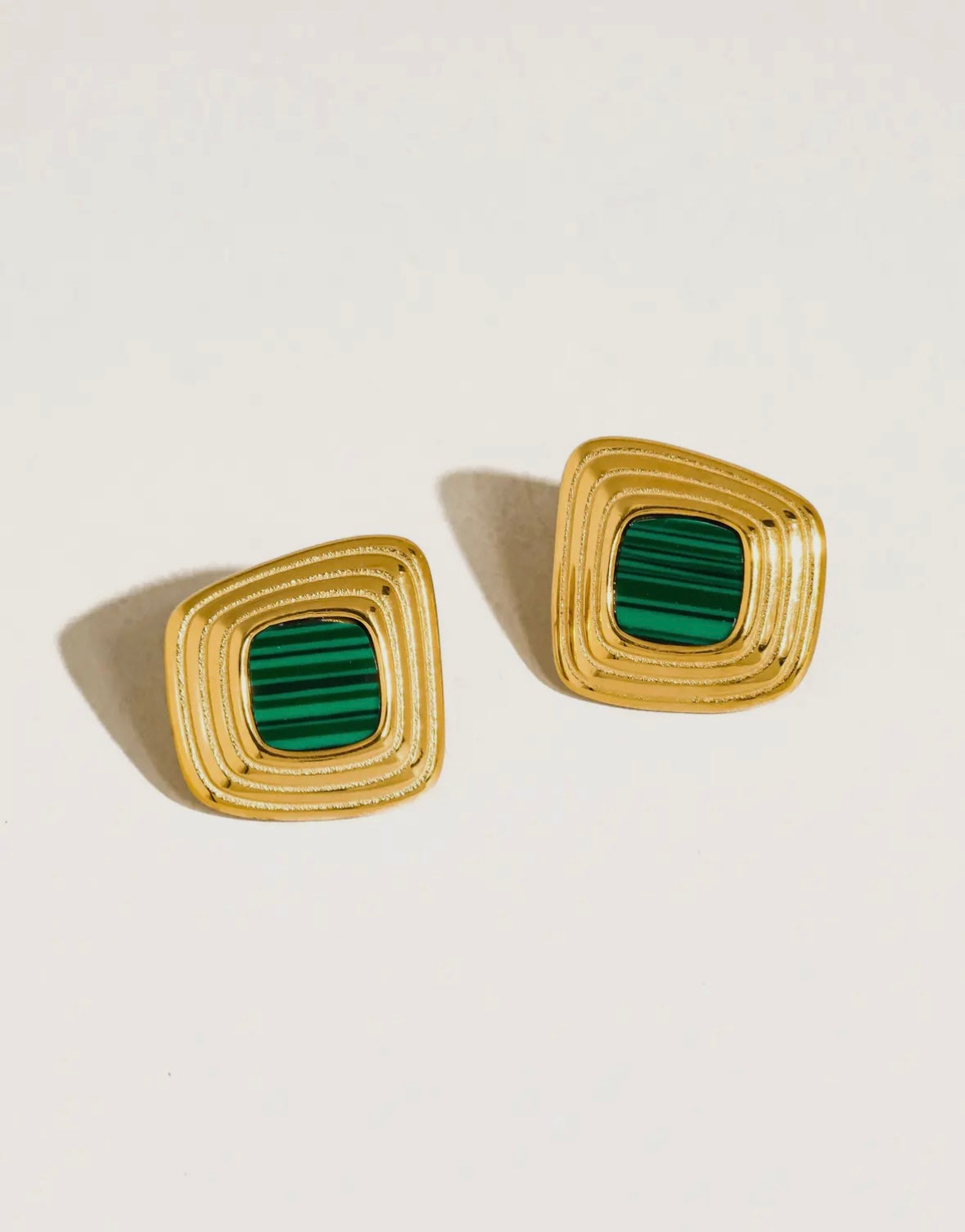 Solenne 18K Gold Non-Tarnish
Enamel Square Earrings
