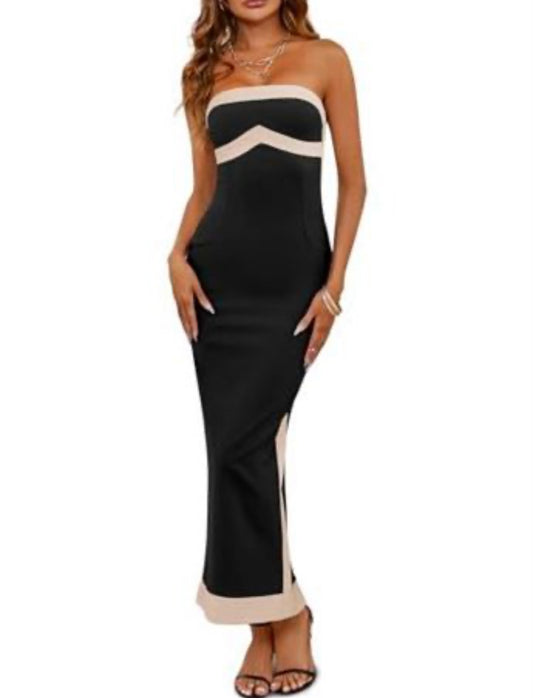 Strapless Bodycon Dress cream/Black