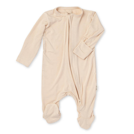 Baby Footie 2-Way Zipper – Bamboo Lounge Wear Taupe
