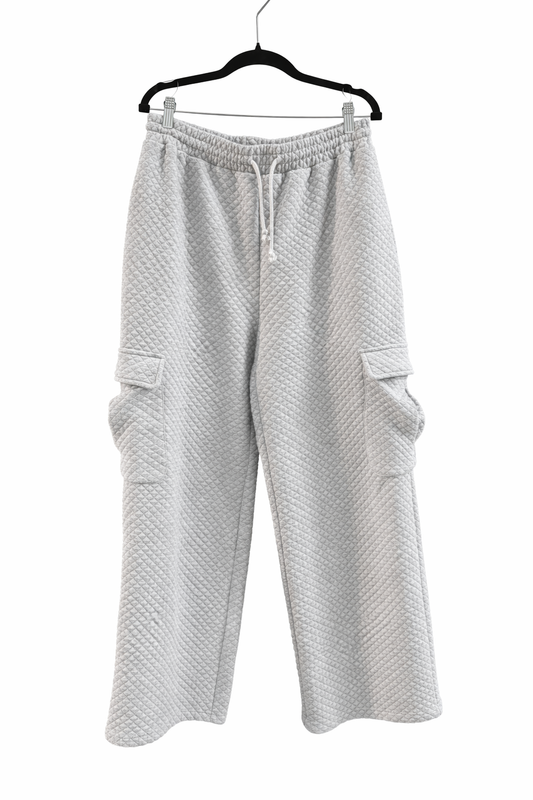 Quilted Gray Cargo Sweat Pants