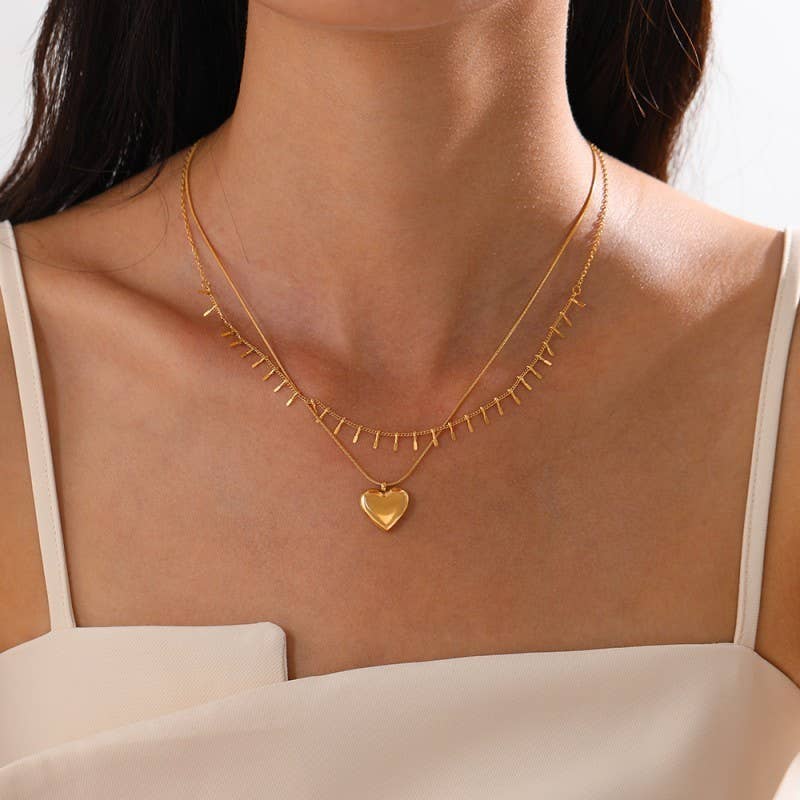 18K STAINLESS STEEL TARNISH FREE HEART NECKLACE