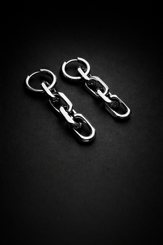 Steel Chain Link Drop Earrings