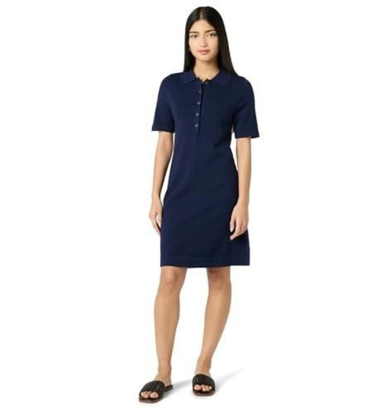 Tenise Polo Mini Sweater Dress, Maritime Navy