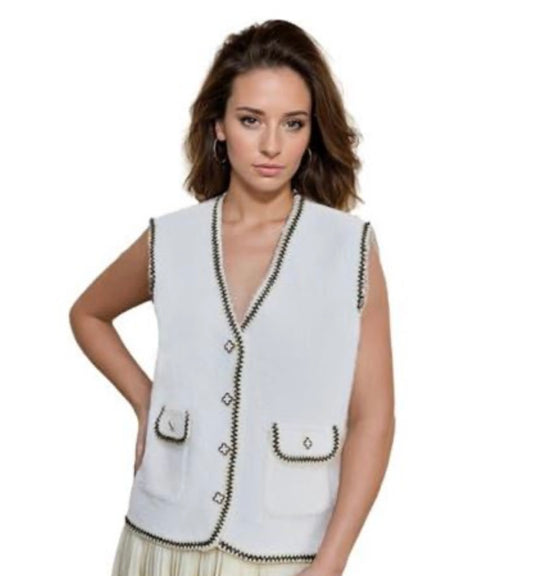 Sleeveless V Neck Cardigan Sweater