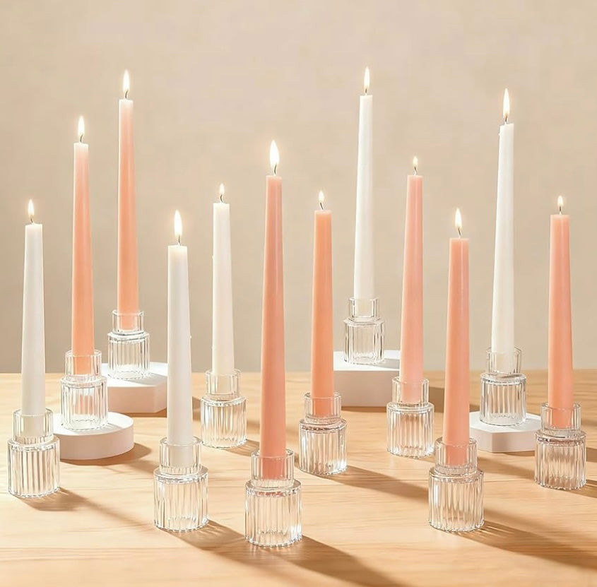 Clear Glass Taper Candle Holders