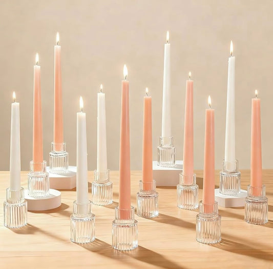 Clear Glass Taper Candle Holders