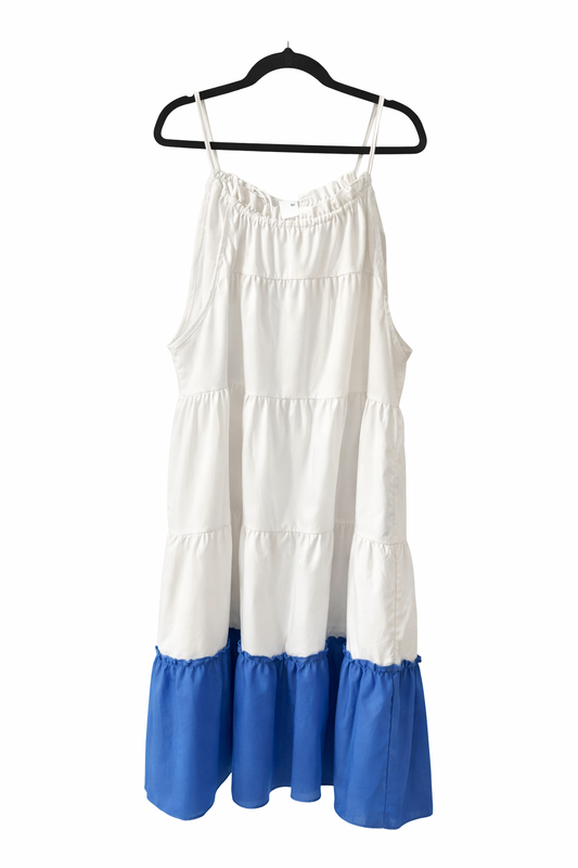 White with Blue Detail Summer Dress
