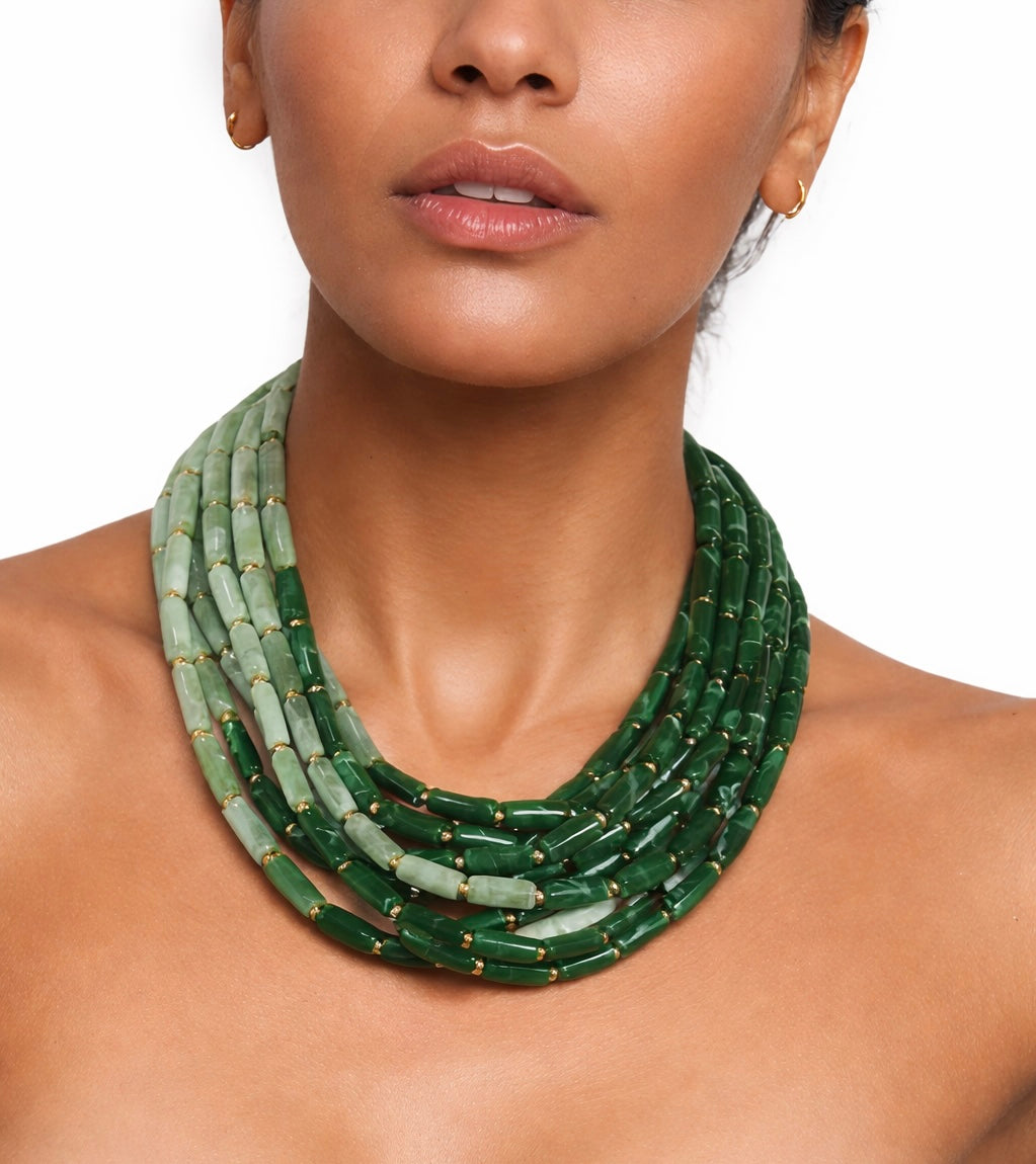 Bohemian Emerald – Teal Statement Necklace ￼