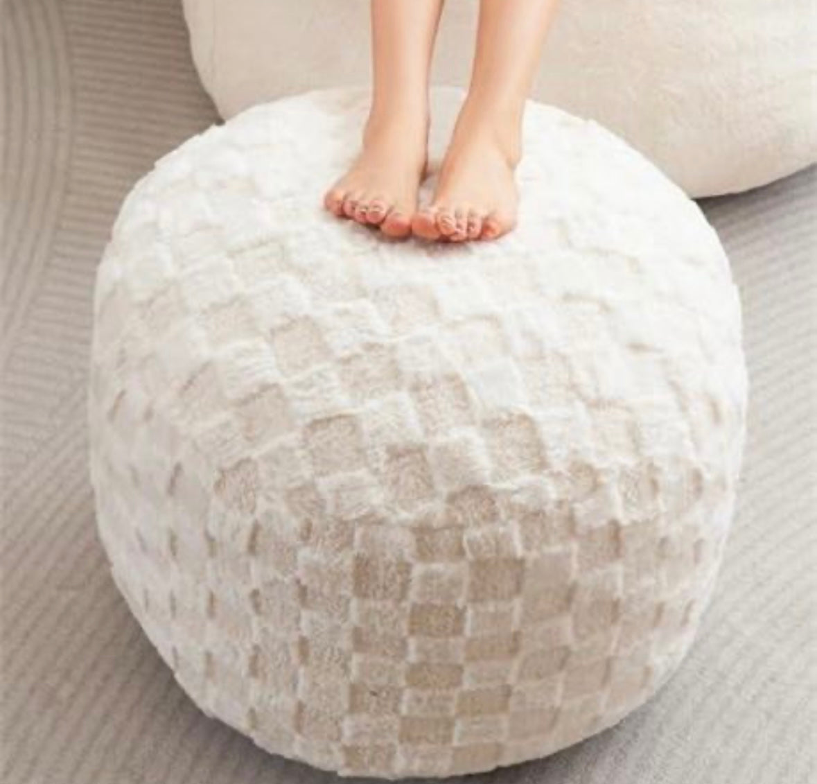 Round Stuffed Pouf Ottoman,