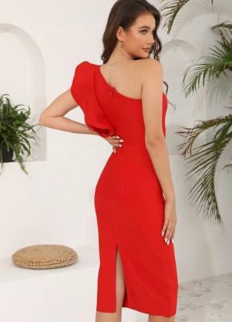 Vintage One Shoulder Midi