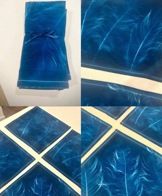 Printed Feathers Cloth Napkins
