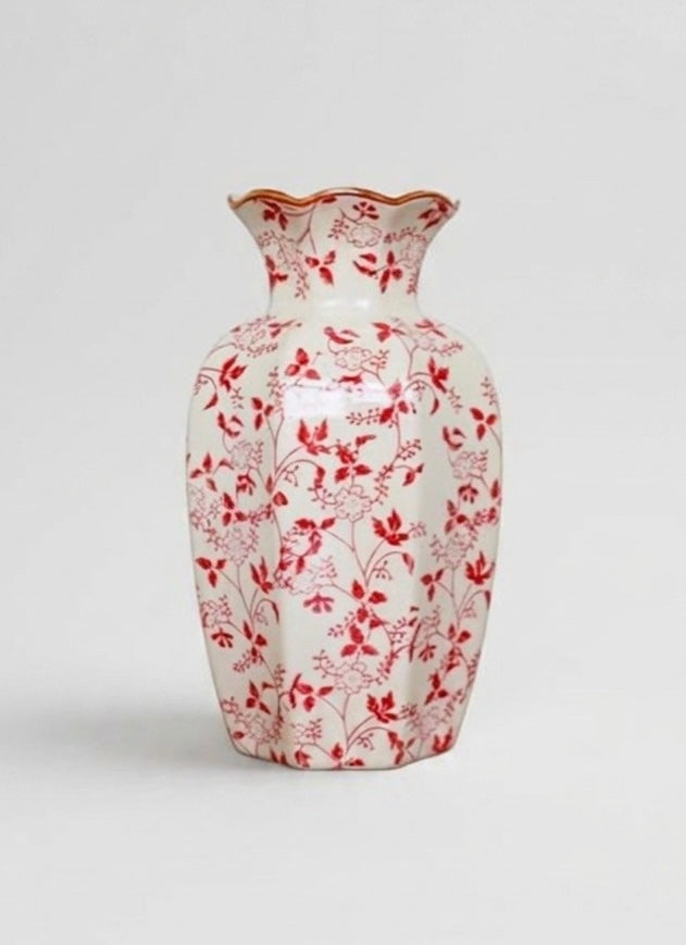 Red and White Ceramic Vase