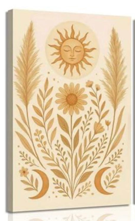 Boho Sun and Moon Wall Art