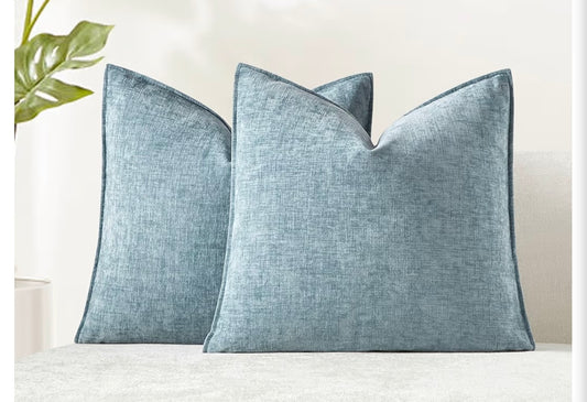 26x26 Chenille Decorative Throw Pillow, Light Blue