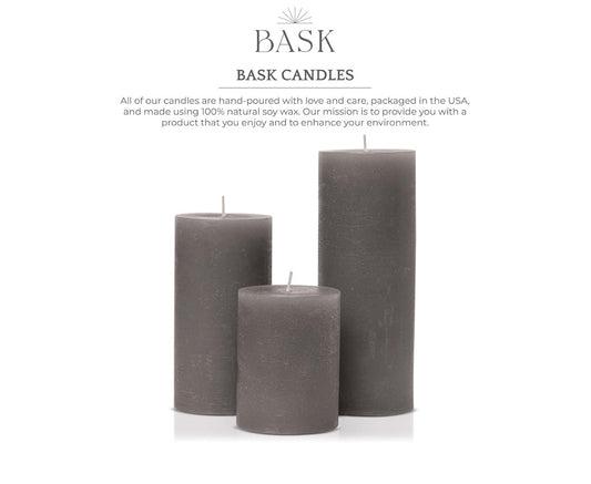 BASK Mottled Unscented Cool Grey Pillar Candles