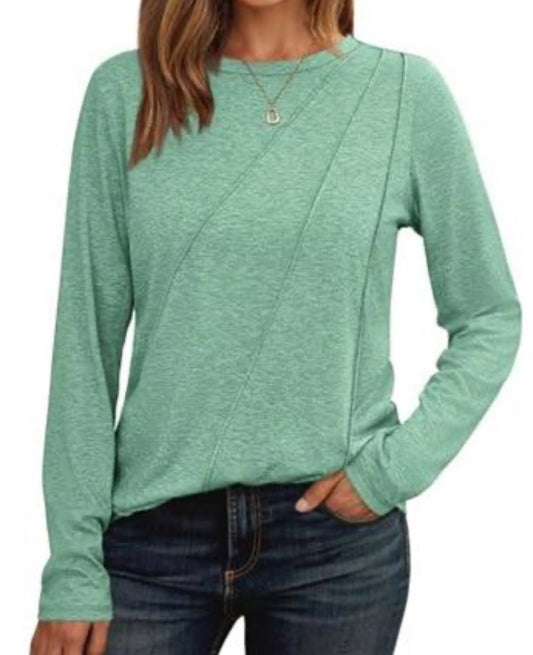Womens Pleated Long Sleeve Tunic Top - Loose Fit Crewneck Casual