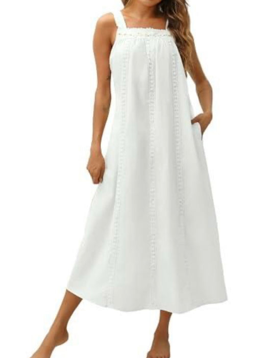 Embroidery Sleeveless Cotton Nightgown