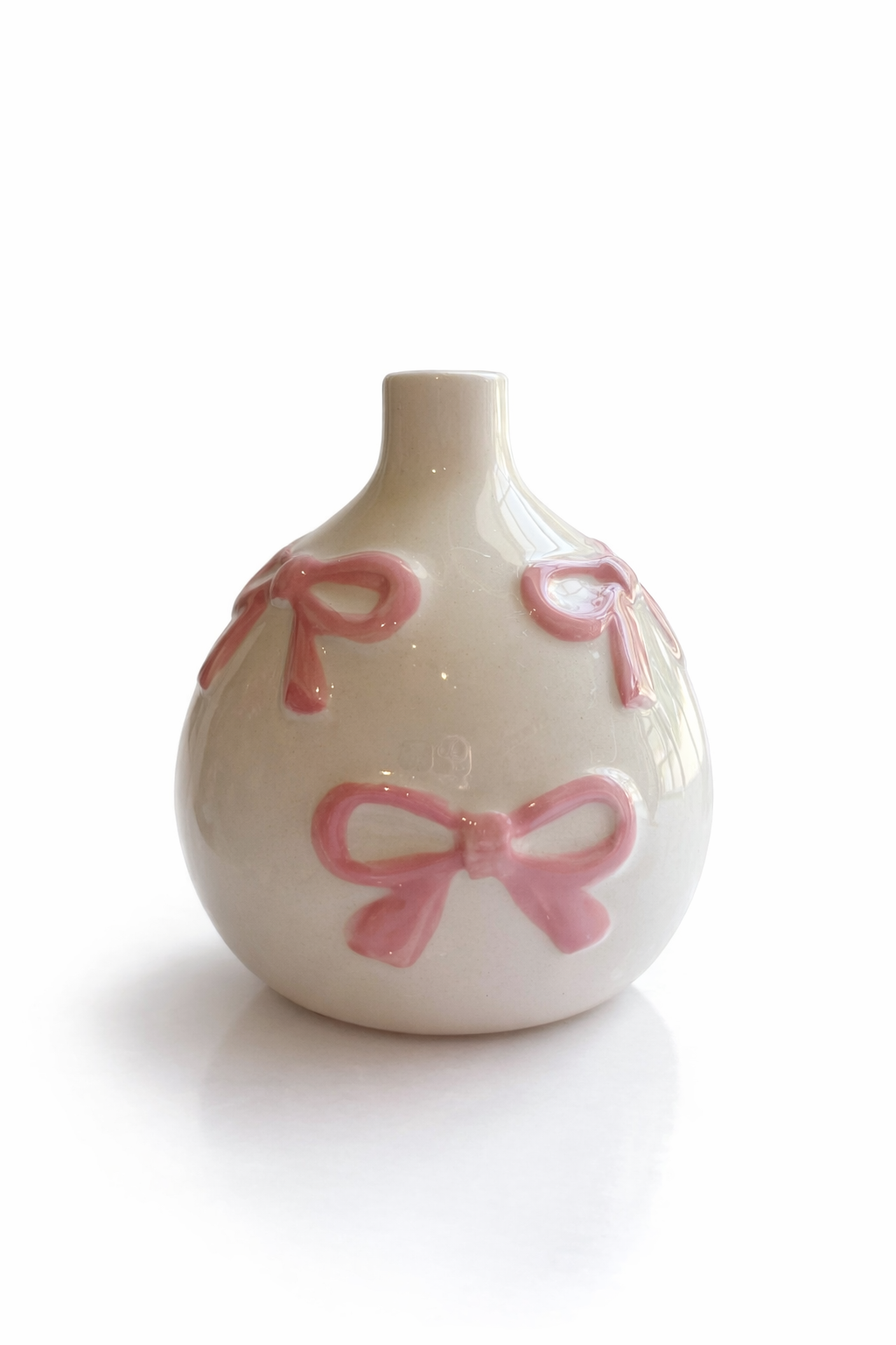 Pink Bow Vase Tiny Ceramic Bud Vases