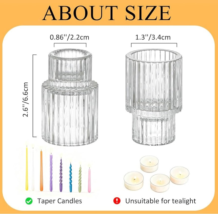 Clear Glass Taper Candle Holders