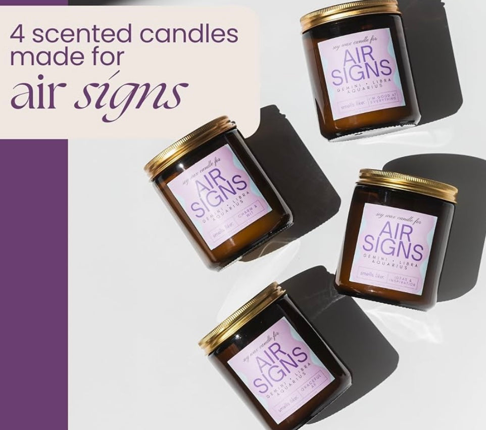 Zodiac Astrology Wood Wick Candles