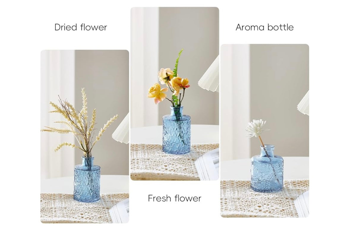 Blue Assorted Small Mini Glass Vases