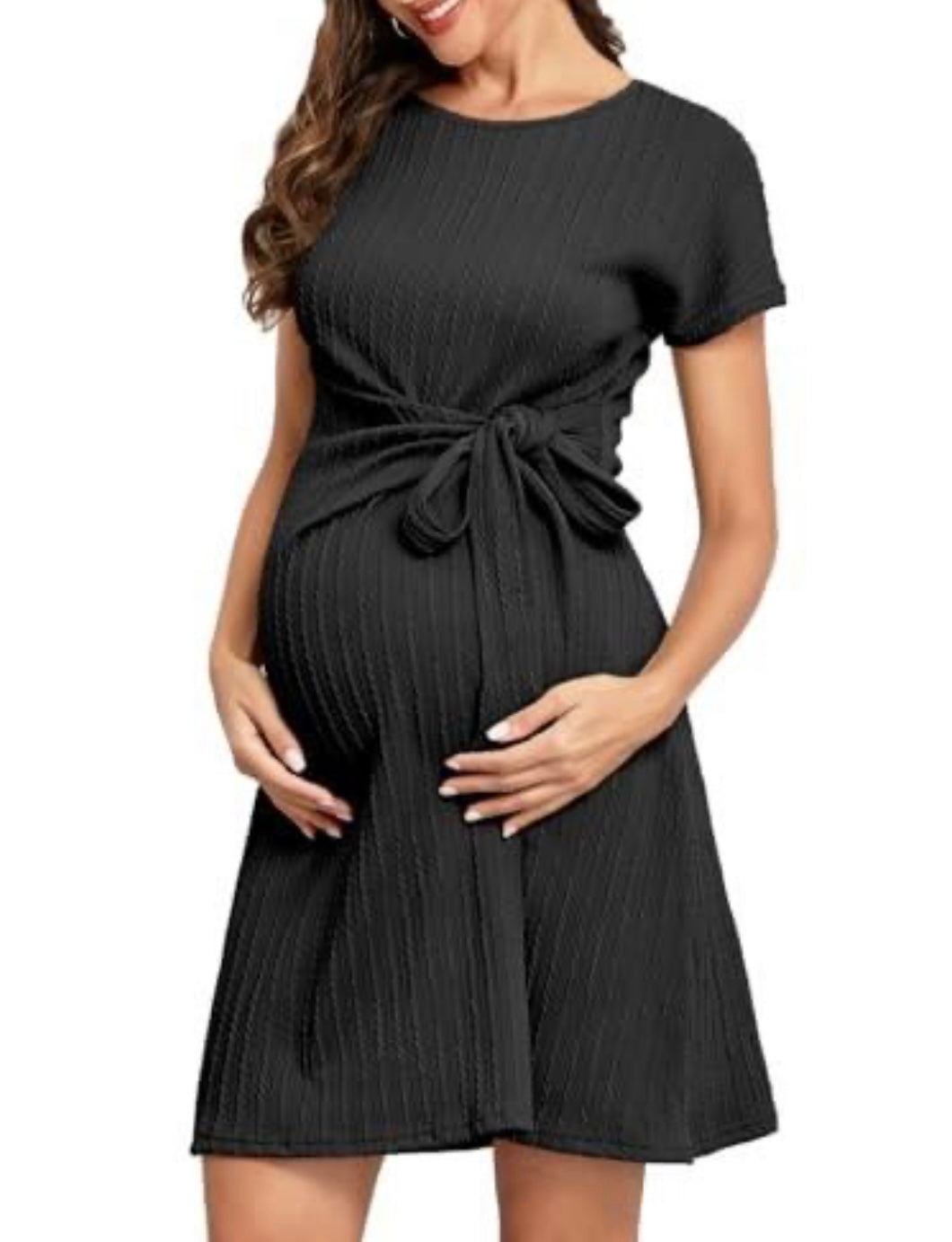 Maternity Ribbed Short Sleeve Dress