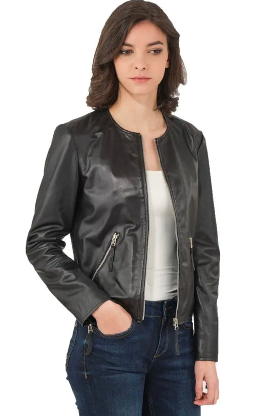Black Rivet Women Size Black Faux Leather Jacket W/Metal Clasp Closure