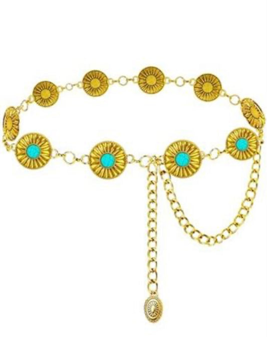 Gold Western Metal Concho Belt