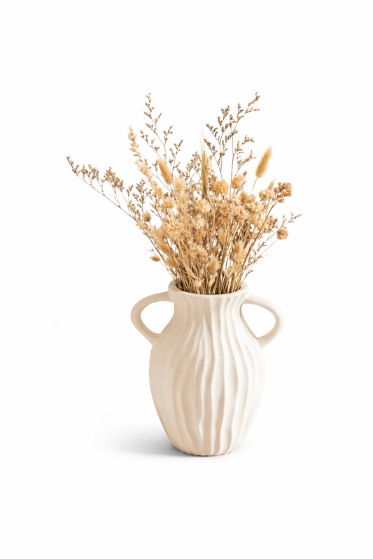 White Ceramic Vase with Double Handles