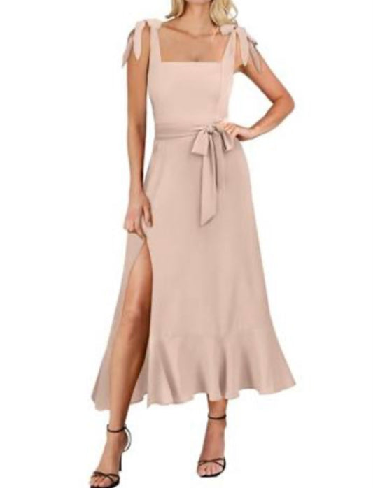 Women's Square Neck Ruffle Split Midi