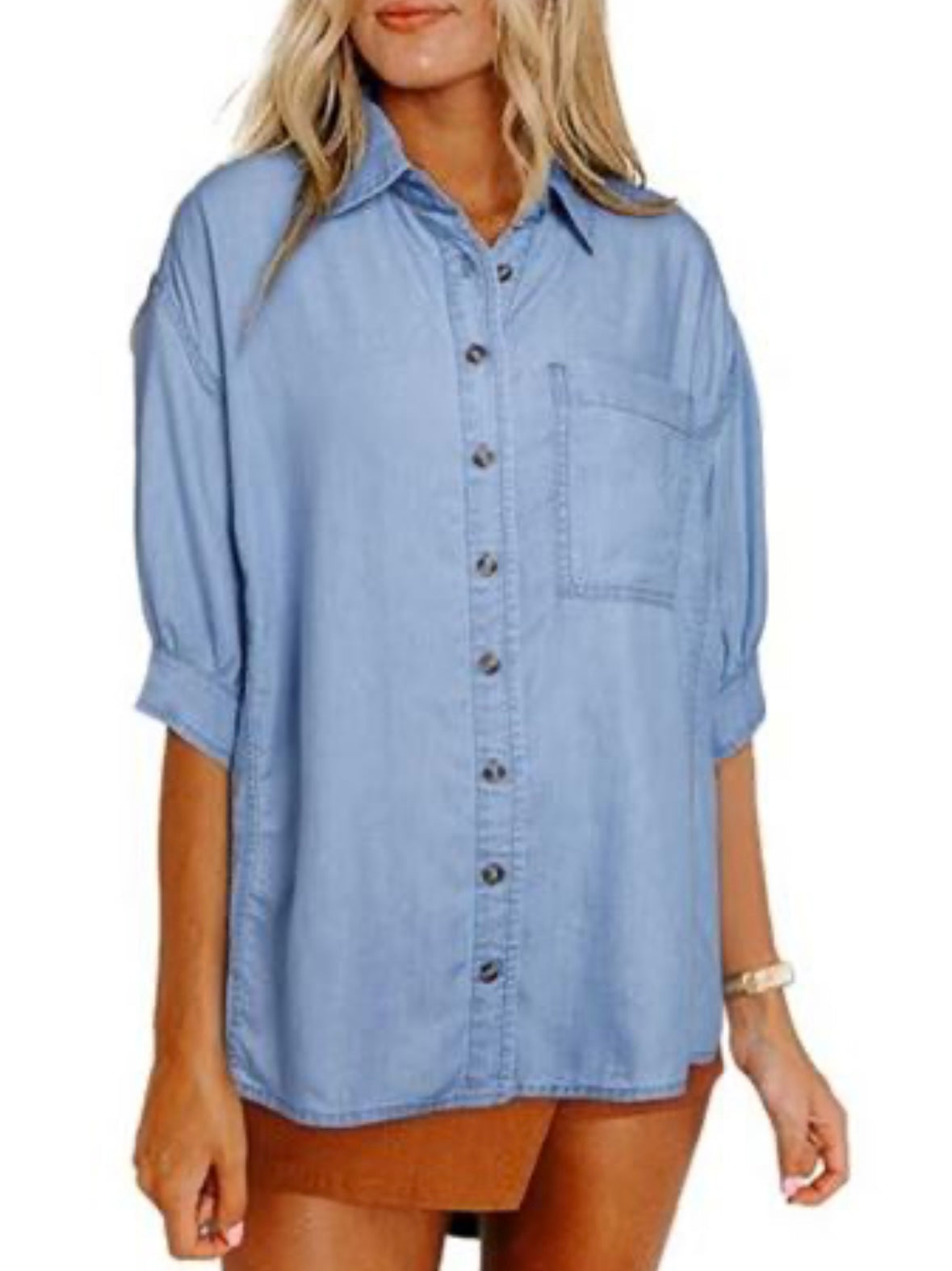 Women Solid Denim Shirt