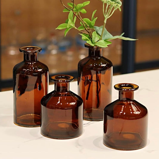 Mini Amber Glass Vases for Flowers