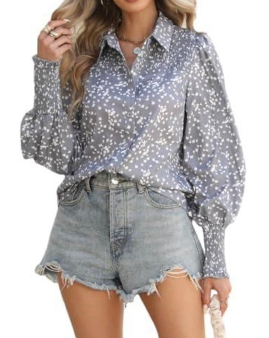 Smocked Lantern Button-down