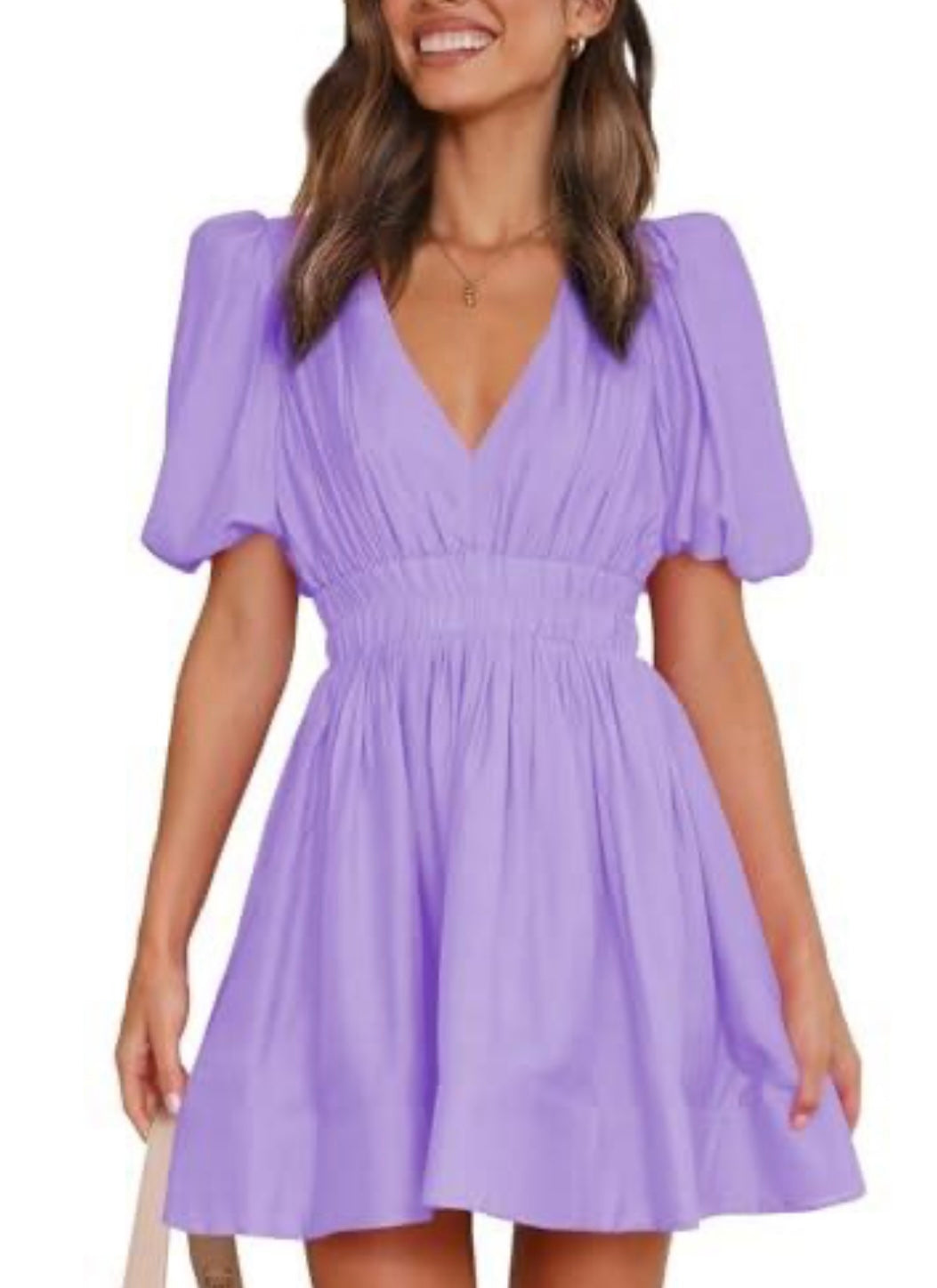 Short Sleeve Puff Mini Dress
