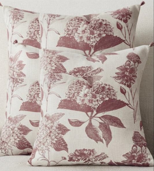 Floral Linen Vintage Throw Pillows