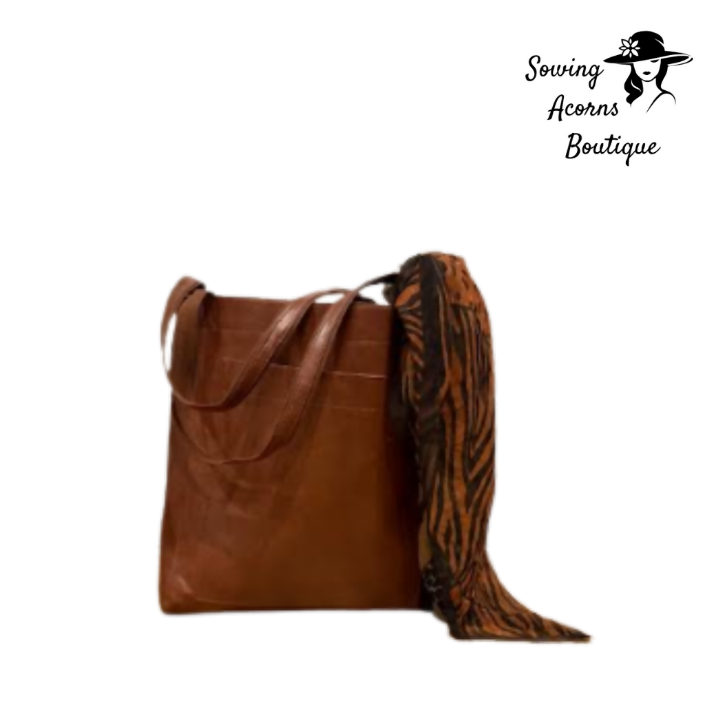 Large Tote Mocha with Front Pocket Sowing Acorns Boutique