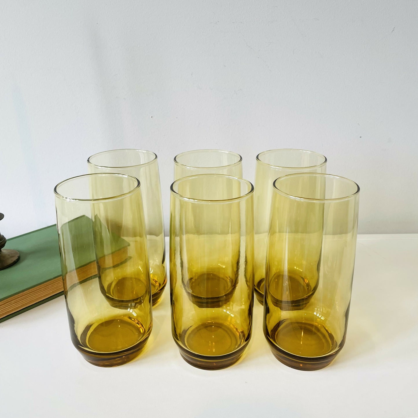 Vintage Amber Gold Juice Glasses