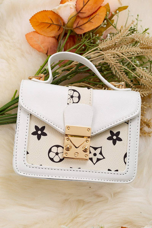 White & Cream Pleather Mini Inspired Purse