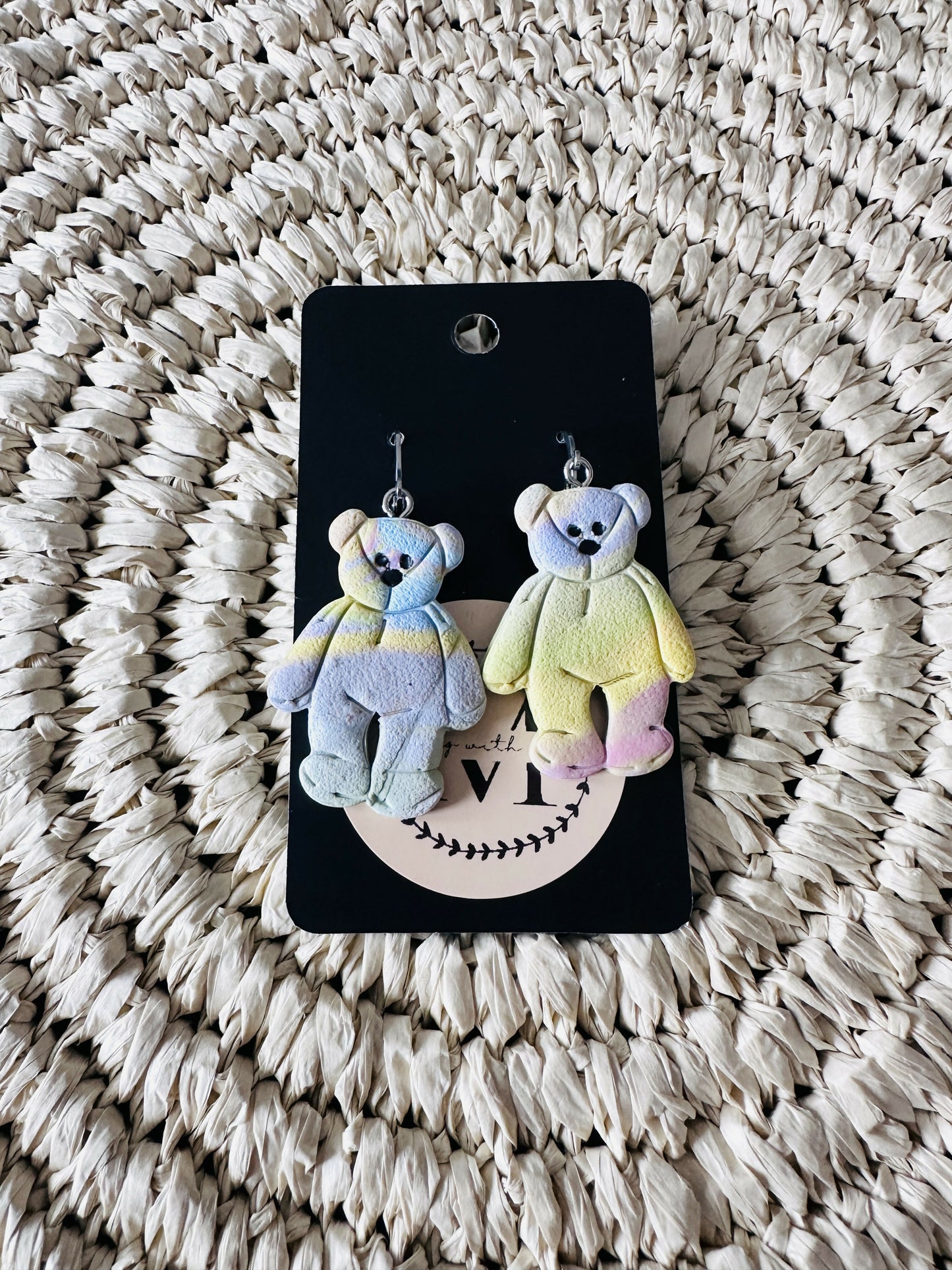 Tie Dye Beanie Baby Polymer Clay Earrings