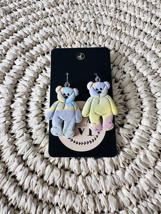 Tie Dye Beanie Baby Polymer Clay Earrings