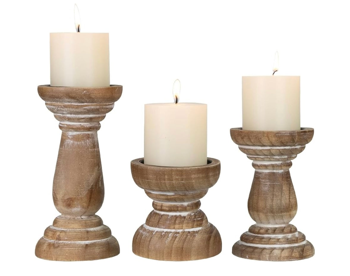 Farmhouse Wood Candle Holder