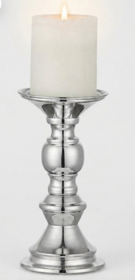 Silver Pillar Candle Holders