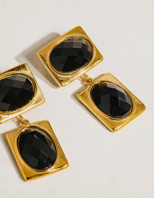Chance 18K Gold Non-Tarnish Square
Stone Earring