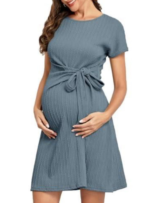 Maternity Ribbed Short Sleeve Dress