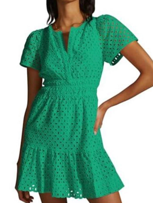 Short Sleeve Dress V Neck A Line