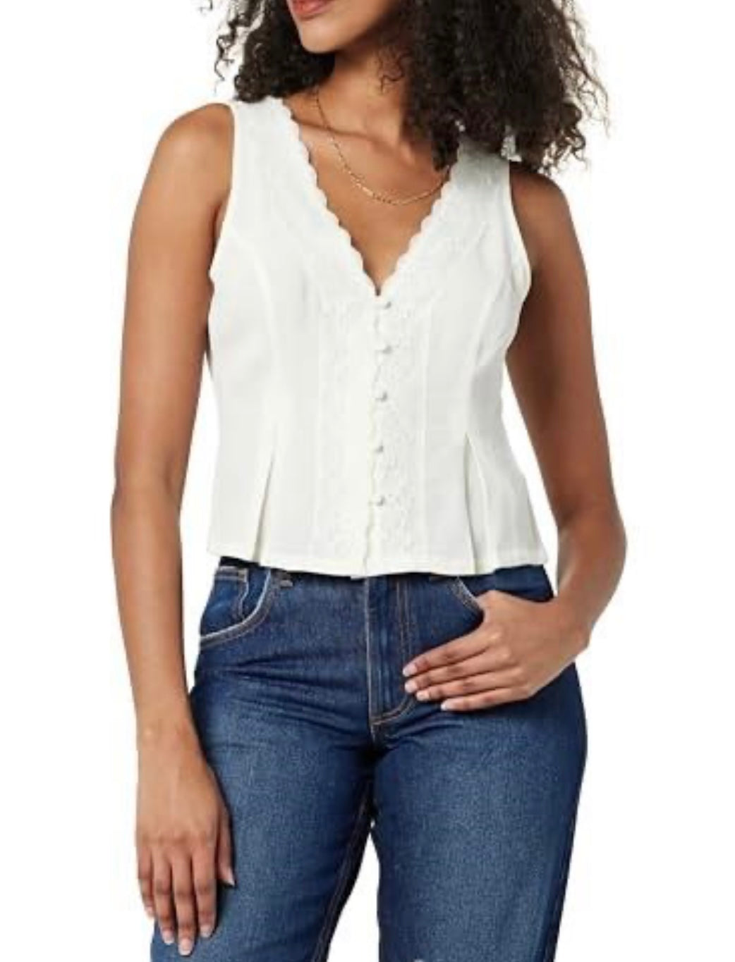 Paloma Lace Trimmed Sleeveless Top